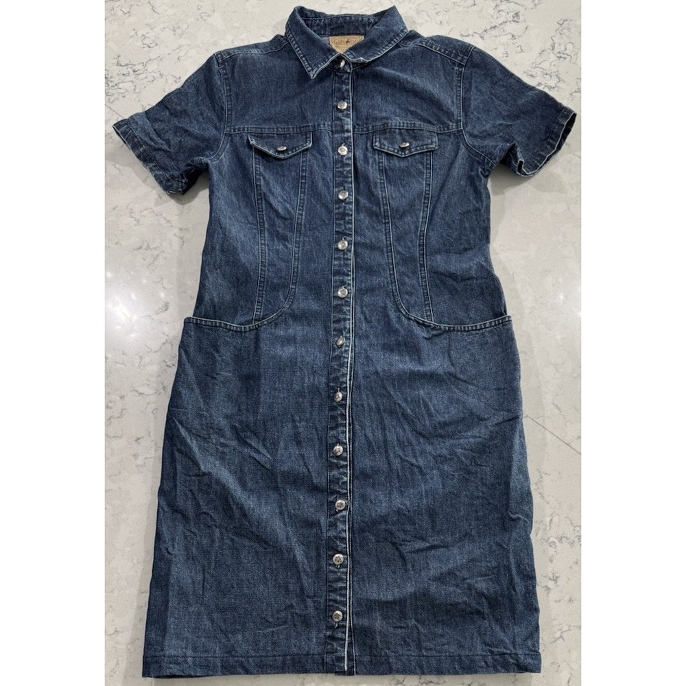 VTG 80s Saddle Ridge Vintage Collection Denim Dress Womens Small Blue Jean Midi